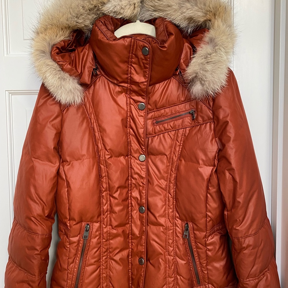 Marc New York Women's Puffer Coat with Fur Collar